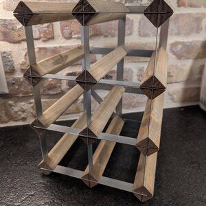 Industrial Modern Wood & Metal 6 to 8 Bottle Wine Rack